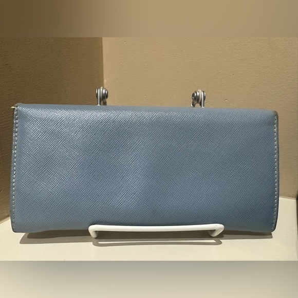 Prada Saffiano Periwinkle Enamel Continental Wallet W/Box & Authenticity Card - Picture 12 of 13